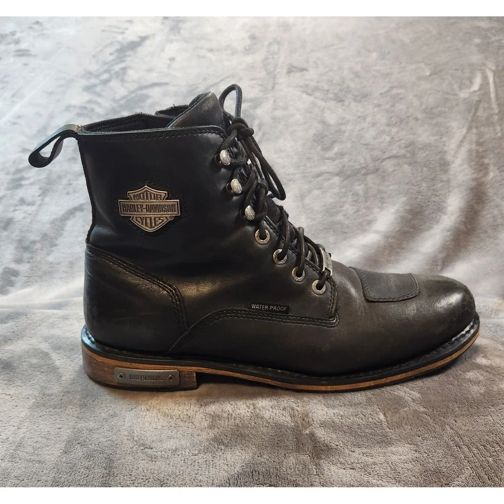 Harley Davidson Boots Mens 12 Black  Leather Clancy Waterproof Motorcycle D96159